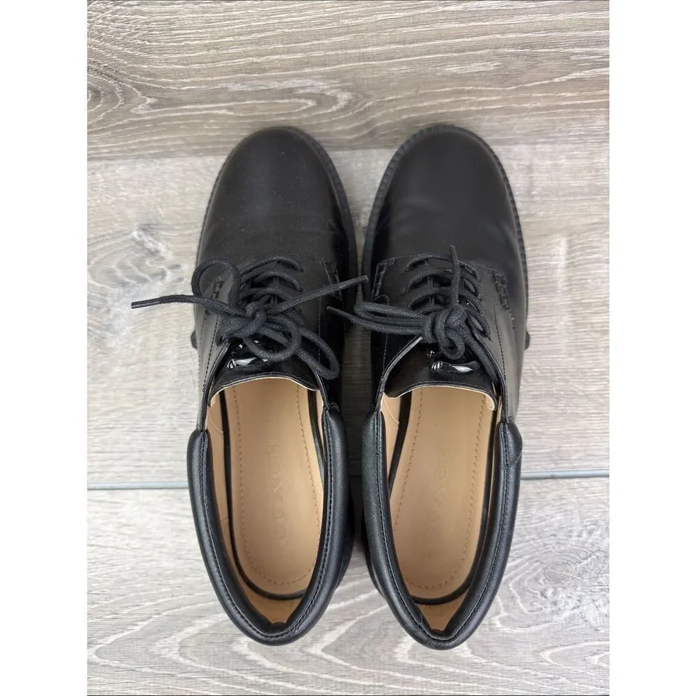 Coach Lyla Platforms Derby Oxford Women’s Sz 9.5B/EU 40 Black Leather Shoes
